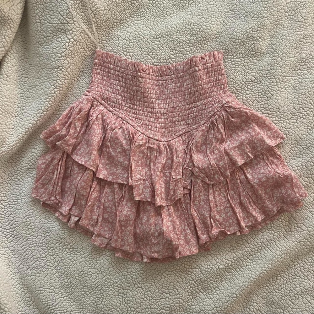 Altar'd State Pink Floral Ruffled Mini Skort